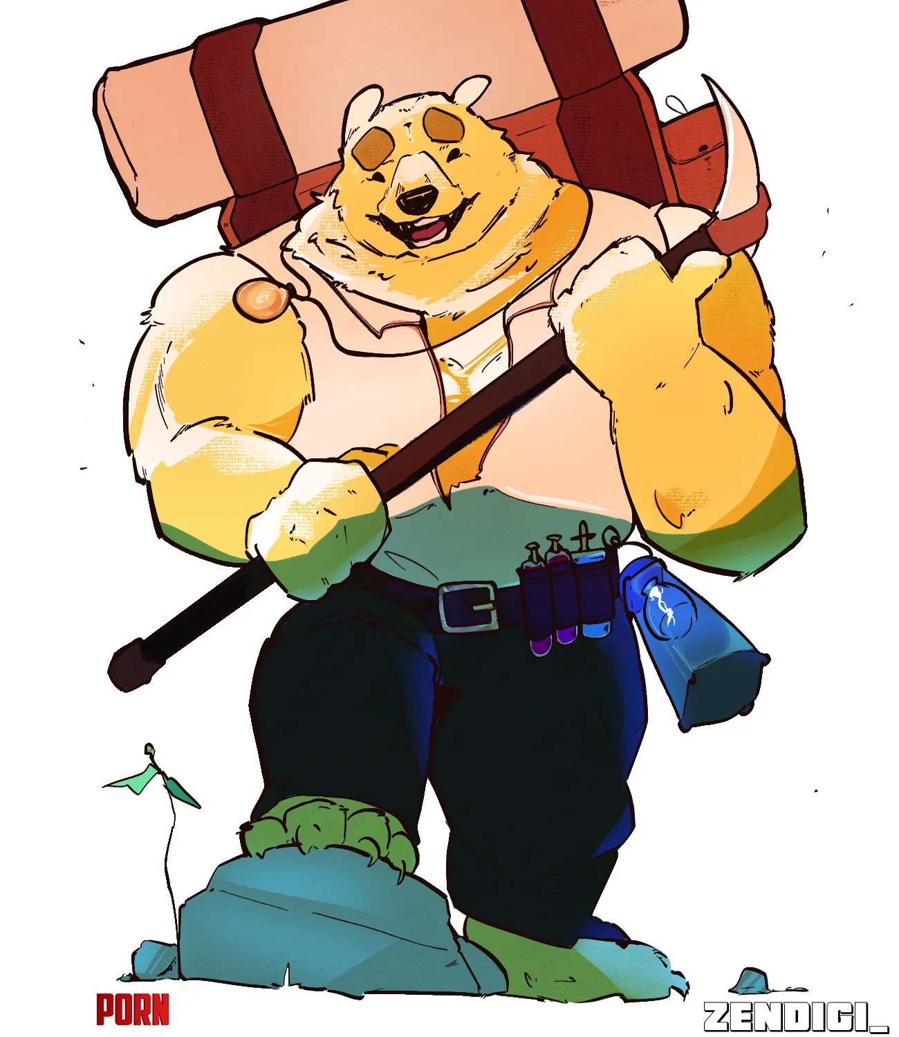 Bastion the Miner Honey Bear OC zendigi on twitter by Zen_ber