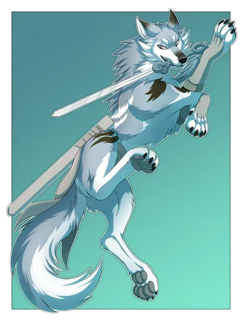 Thumbnail Wolf with Sword: A Character Art by Zetsin by intendante | Furry