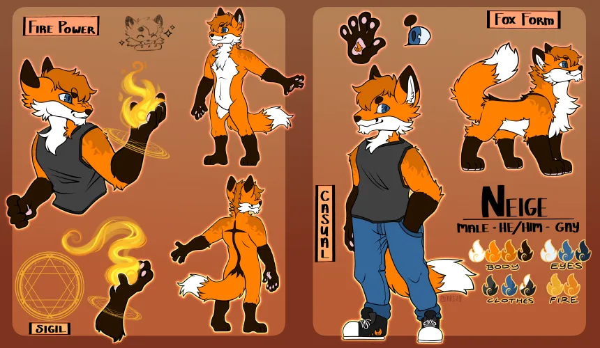 Thumbnail furry: Discover Neiges' World in Official Ref Sheet by NeigeFox