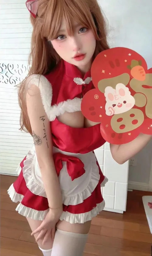 Thumbnail Unveiling Festive Charm: _trapd00r_ Presents Asuka Langley Christmas Maid