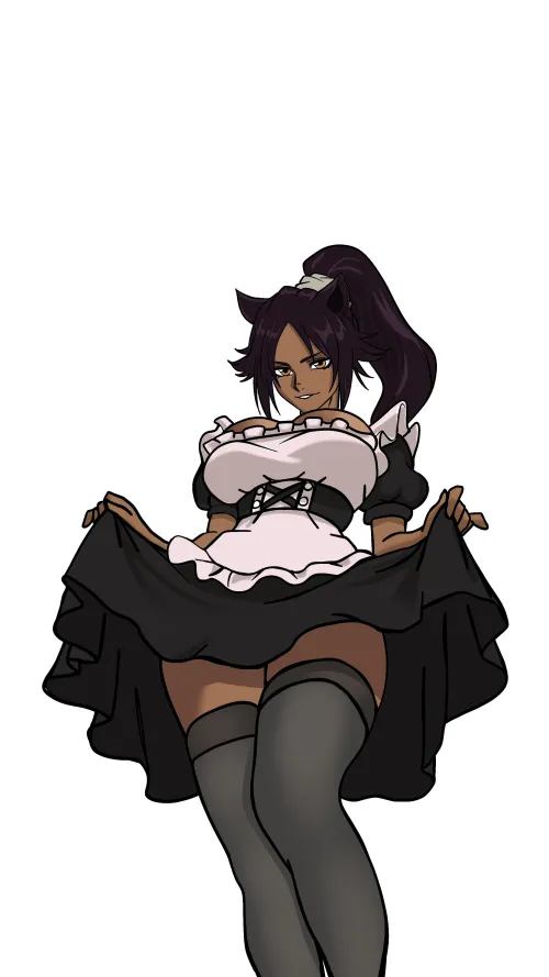 Thumbnail Drawing Yoruichi as a French Maid by probablyadoombot94 in Bleach_Hentai