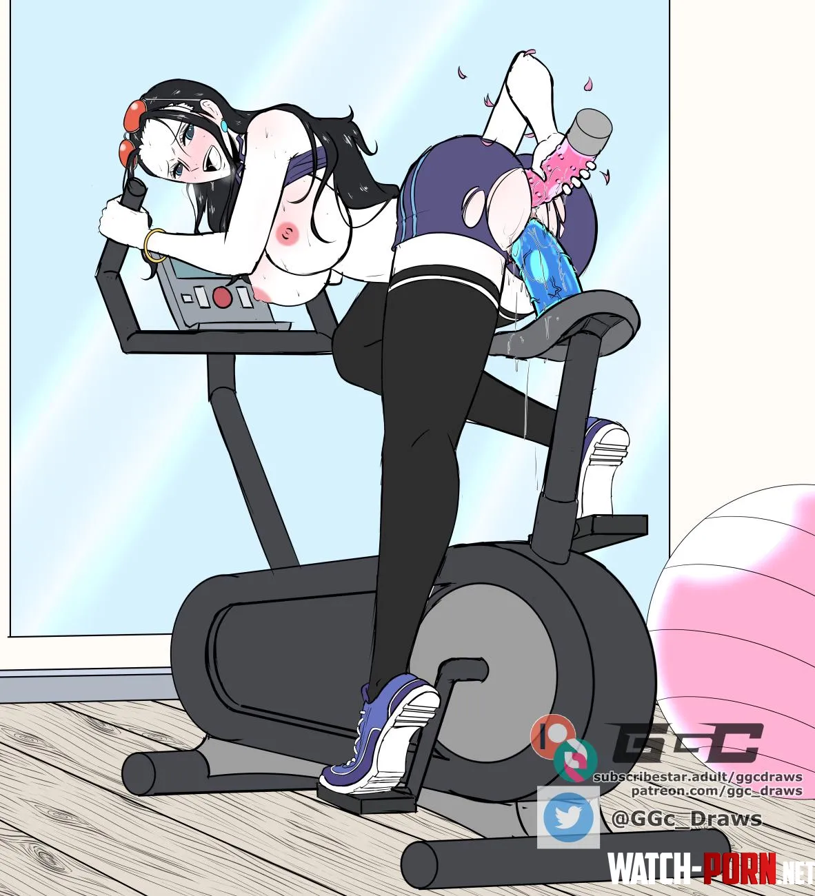 Commission WIPsketch by me  Robin on an exercise bike  by Ggc47