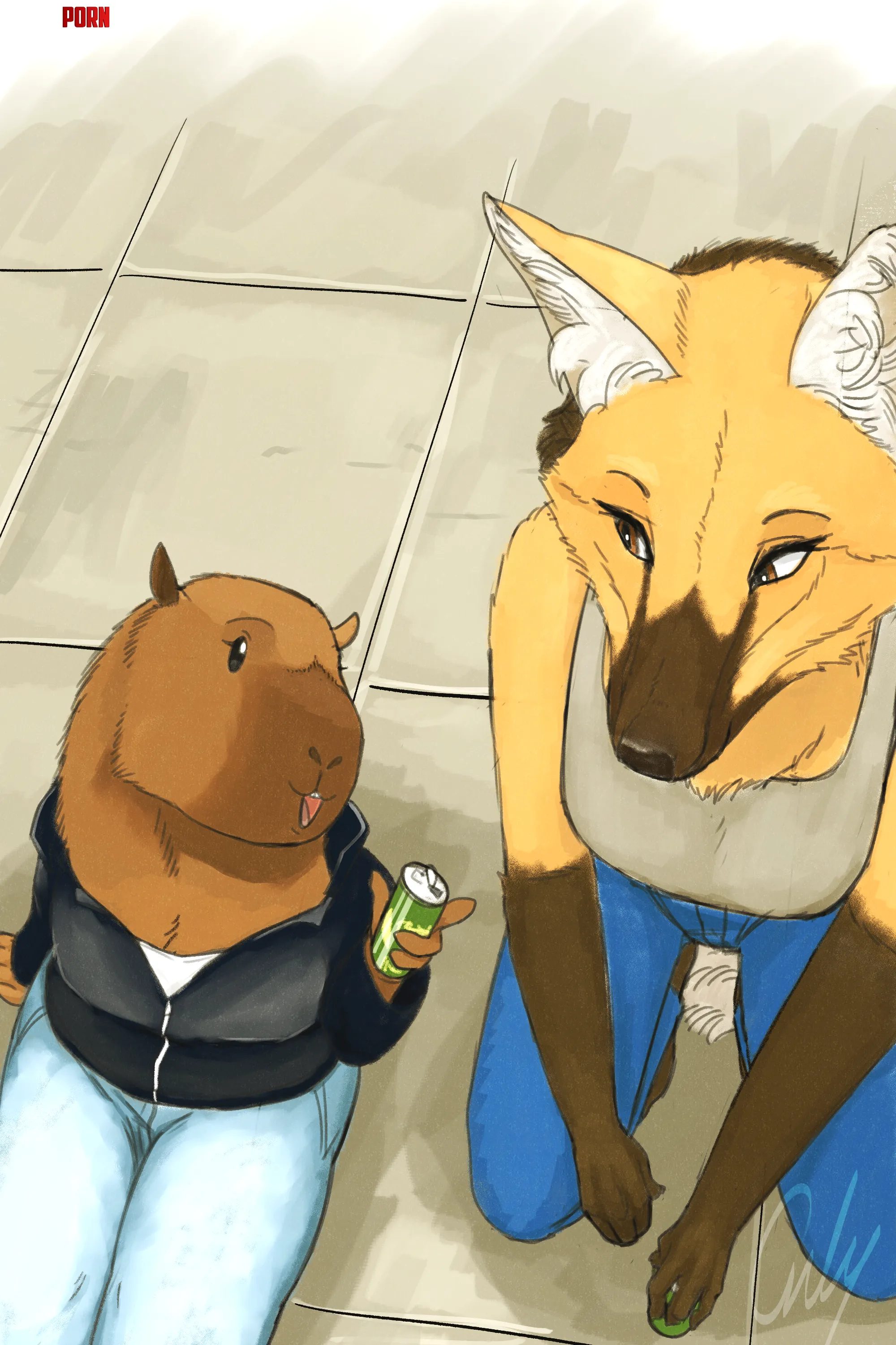 My maned wolf chatting with her capybara friend Arts I made of her will usually be Brazilthemed Art by me by Onlyhasart