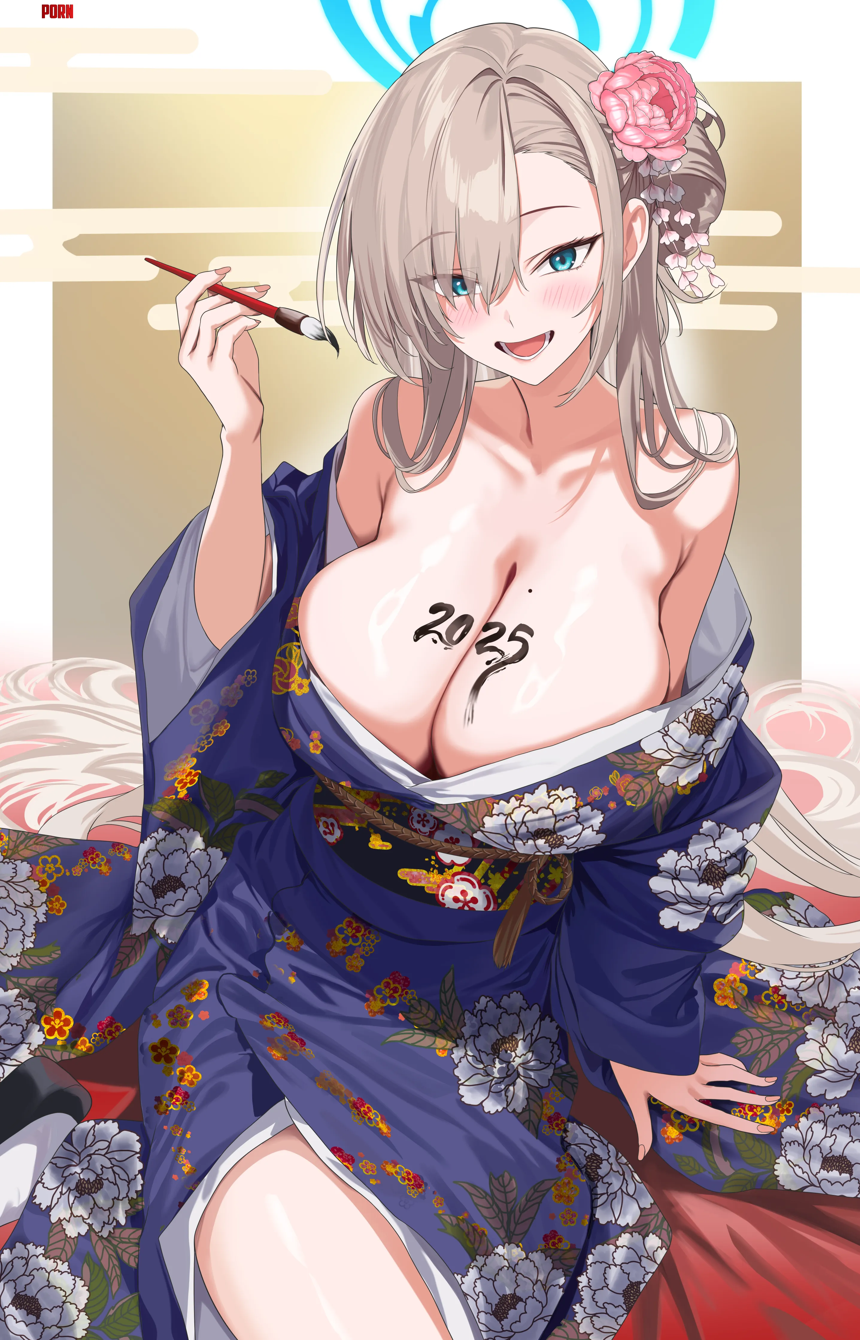 Asuna welcomes New Year with calligraphy brush   hidis0086 Blue Archive by elegantloveglimmer