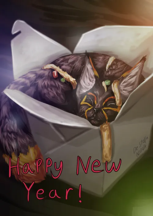 Thumbnail Creative Noodle Art for Happy New Year by Pixel-00 | Furry Fun