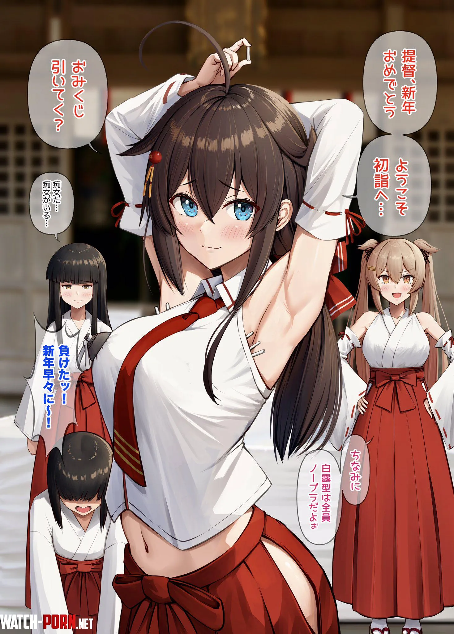 Miko Shigures Armpits Ichikawa Feesu KanColle by llamanatee