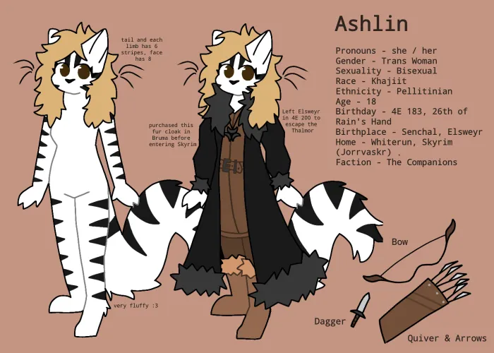 Thumbnail Discover Ashblondekitty's Khajiit Skyrim OC Character Sheet in Furry