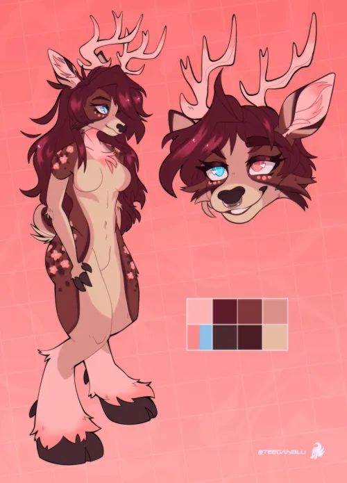 Thumbnail Cherry Blossom Deer Design: Admire teeganblu's Furry Creation