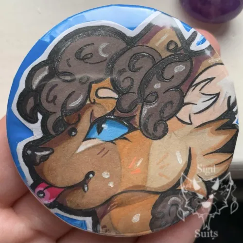 Thumbnail Art Trade: Custom Pin Badge of Fursona by SigilSuits in Furry Category