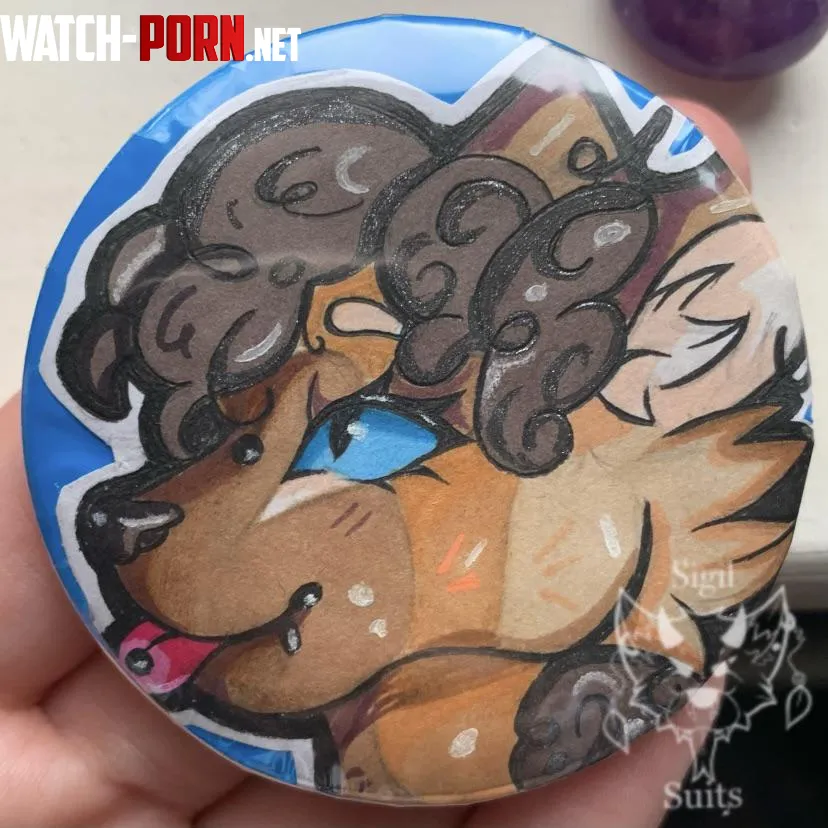 My side of an art trade A custom pin badge of their fursona by SigilSuits