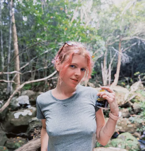 Thumbnail Posing for a Photo After a Hike, All Sweaty - Teegz91 | Braless Category