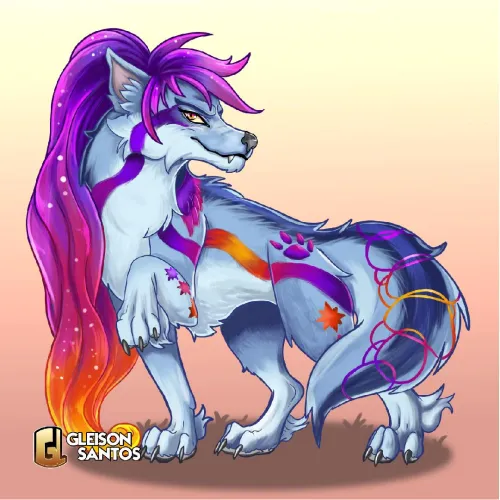 Thumbnail Vibrant Wolf As Art: Gleison77's Stunning Furry Commission