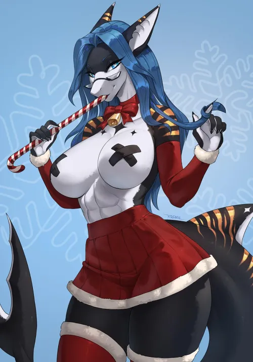 Thumbnail Shark Christmas Lady F Yasmil: Dive into 5headedragon's Sharktits