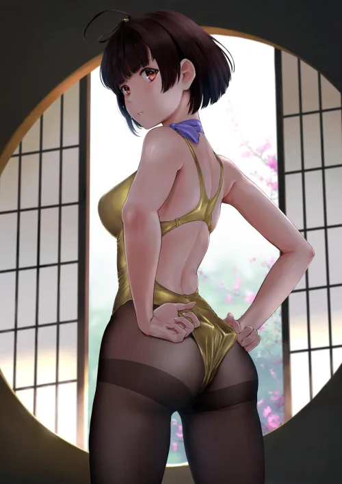 Thumbnail Mumei's Golden Swimsuit Fun in SwimsuitHentai World!