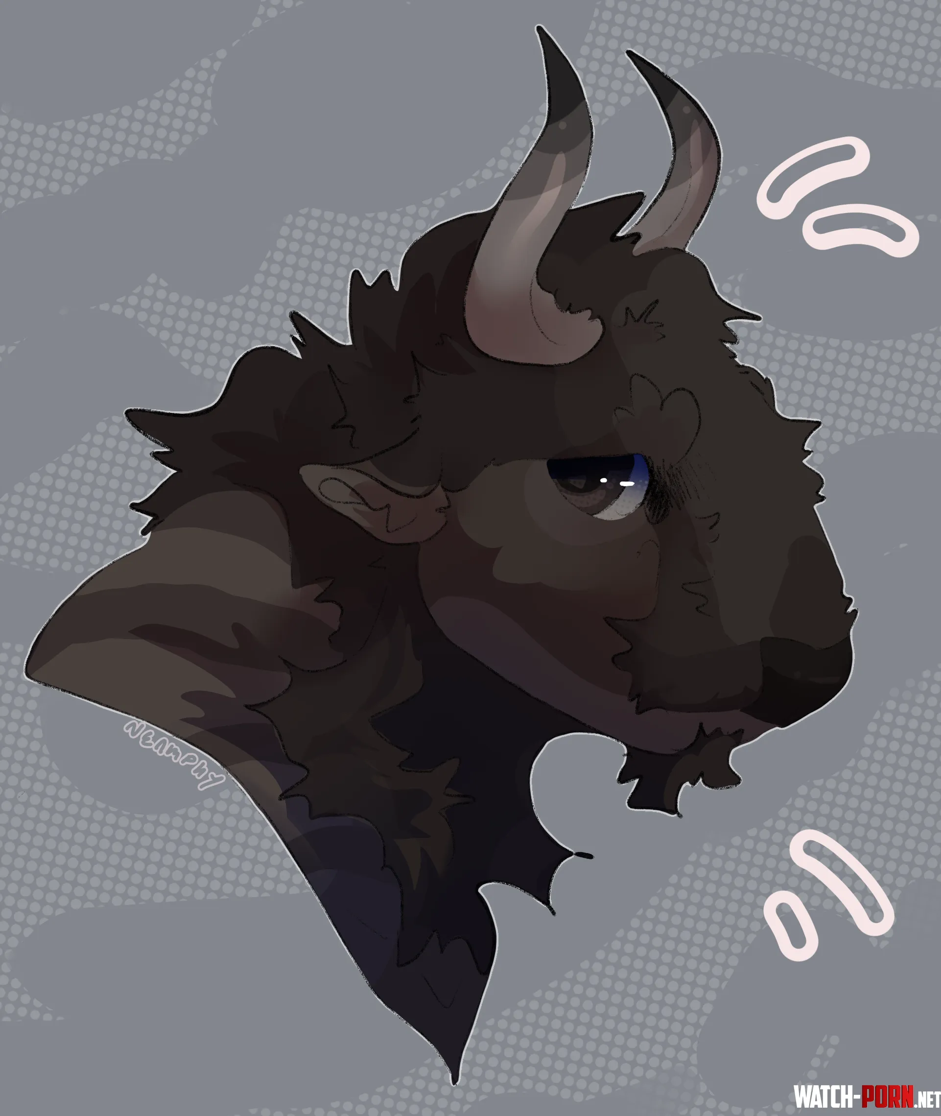 Art by me bust of my bison oc  by Ok_Room7774