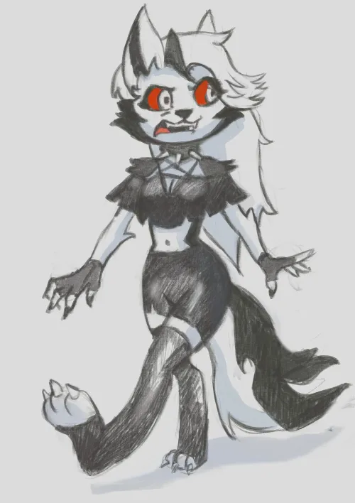 Thumbnail Fabobarbosa Presents Loona Wolf Sketch from Hazbin Hotel in Furry