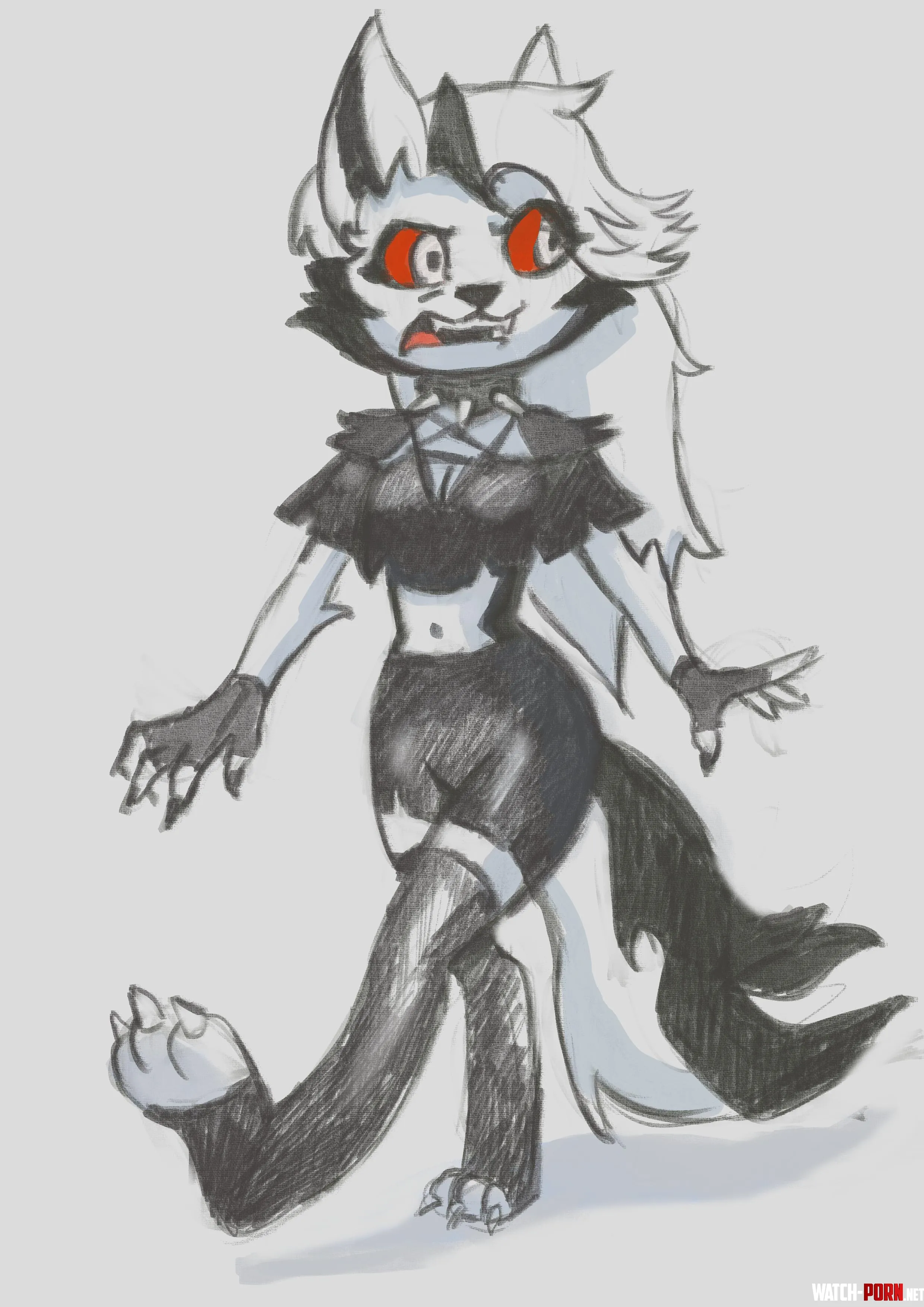 Loona wolf sketch hazbin hotel  by Fabobarbosa