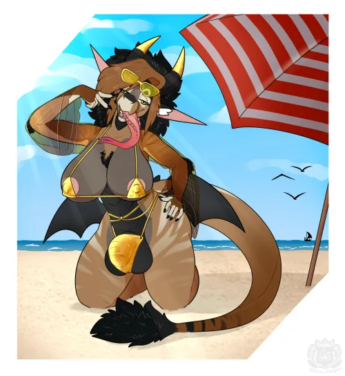 Thumbnail Delve into The Golden Bikini by EmberDragonDog in the World of YIFF