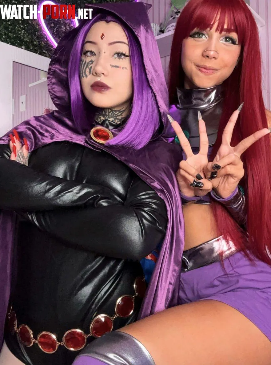 Starfire Teen Titans by me SkyleCherry and momoitenshi as Raven by SkyleCherry