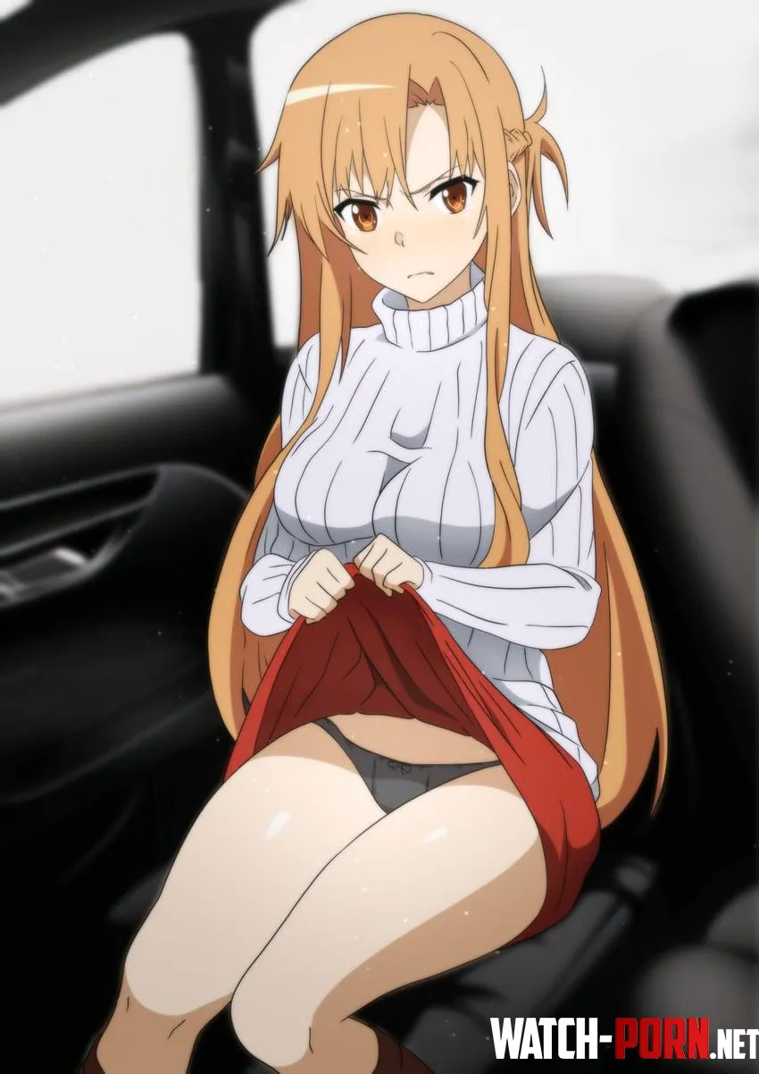 asuna let you sneak a peek at her panties while kirito was busy repairing the engine by vana11as7y