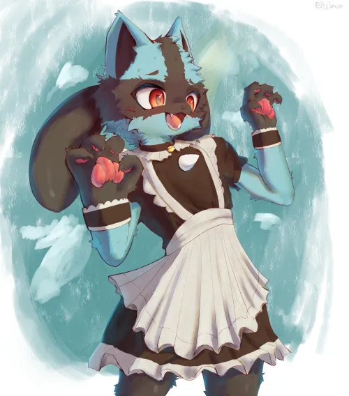 Thumbnail Lucario in a Maid Suit: A Furry Art Showcase by RydJamane