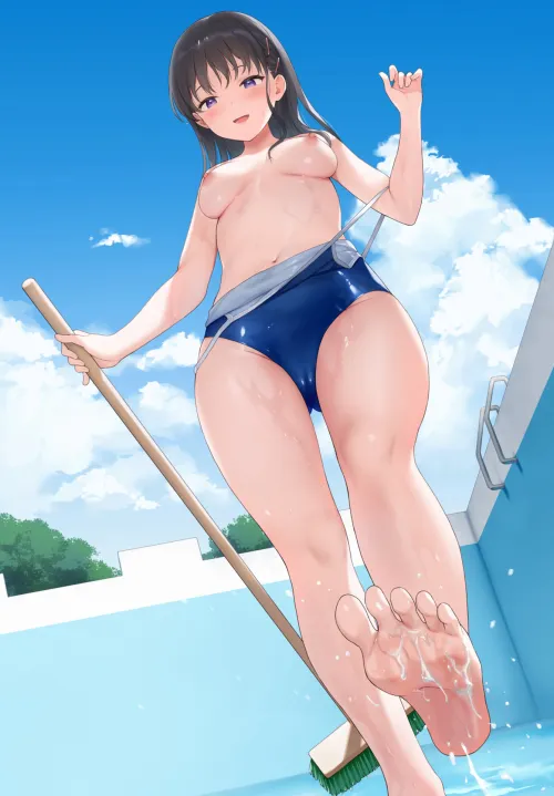 Thumbnail Delve into an Ecchi Pool Cleaning Day with Sekiya Asami