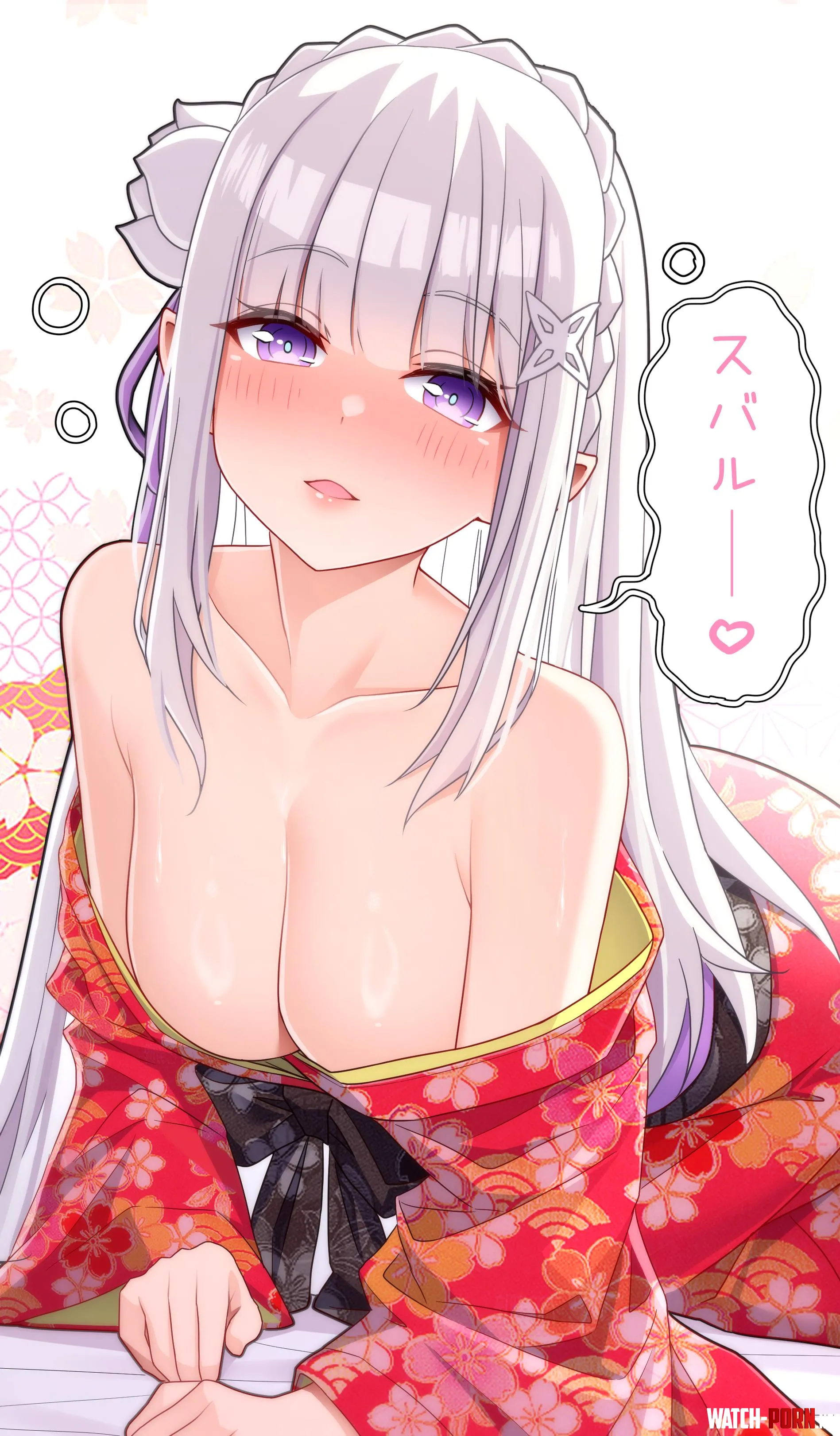 Emilia in kimono Re Zero by xSaviour_N