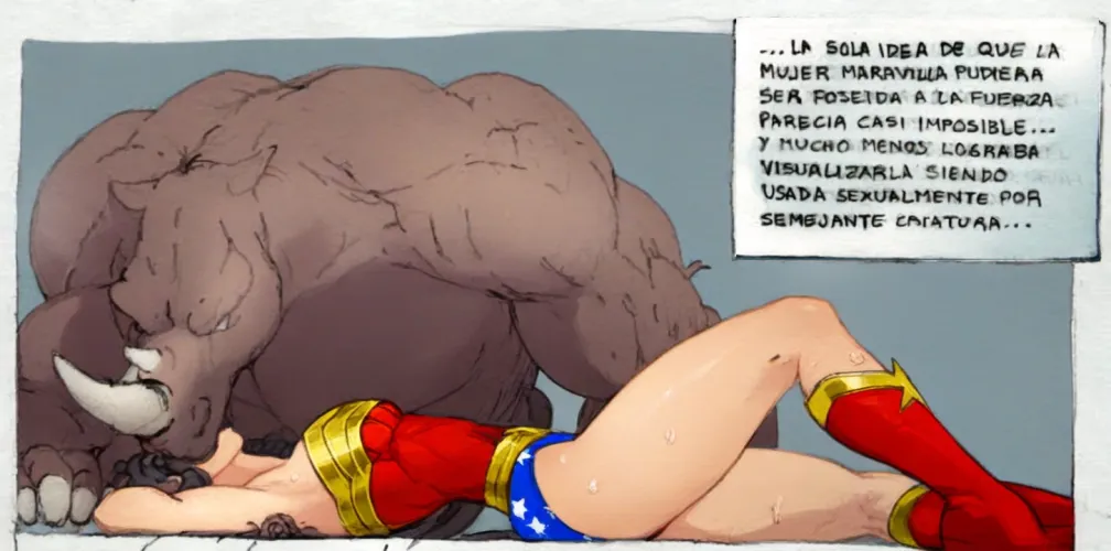 Thumbnail Smooching Adventure: Wonder Woman and Rhino Man in Alt Colors Ksennin DC Comics by EnigmusPrime