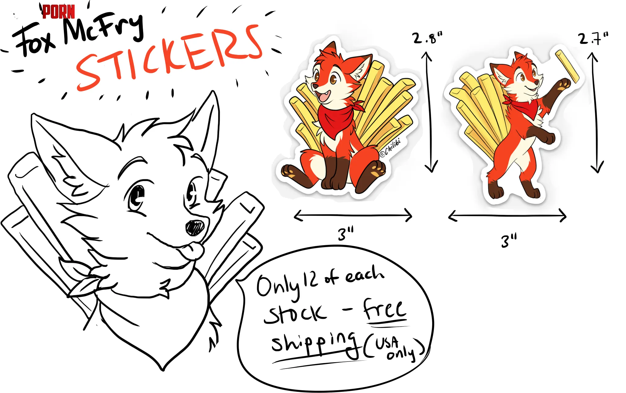 Fox McFry Stickers w  By Me by Glittering-Amount-68