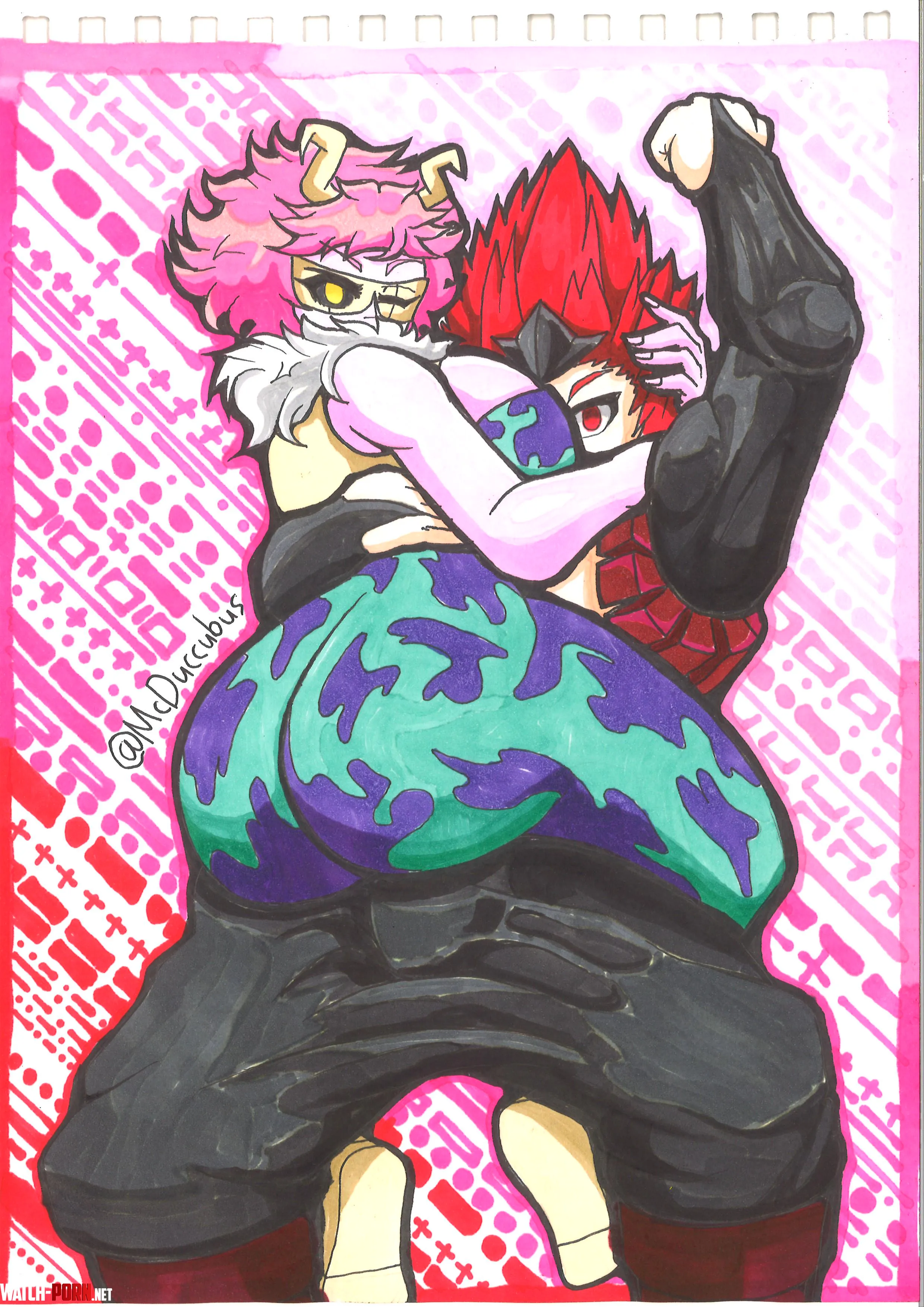  Mina and Kirishima the party couple art by me McDuccubus  by S_McDuccubus