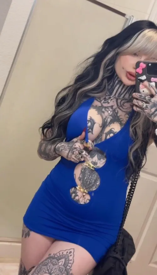 Thumbnail Admiring a Stunning Blue Dress | punkbarbiecx | tightdresses