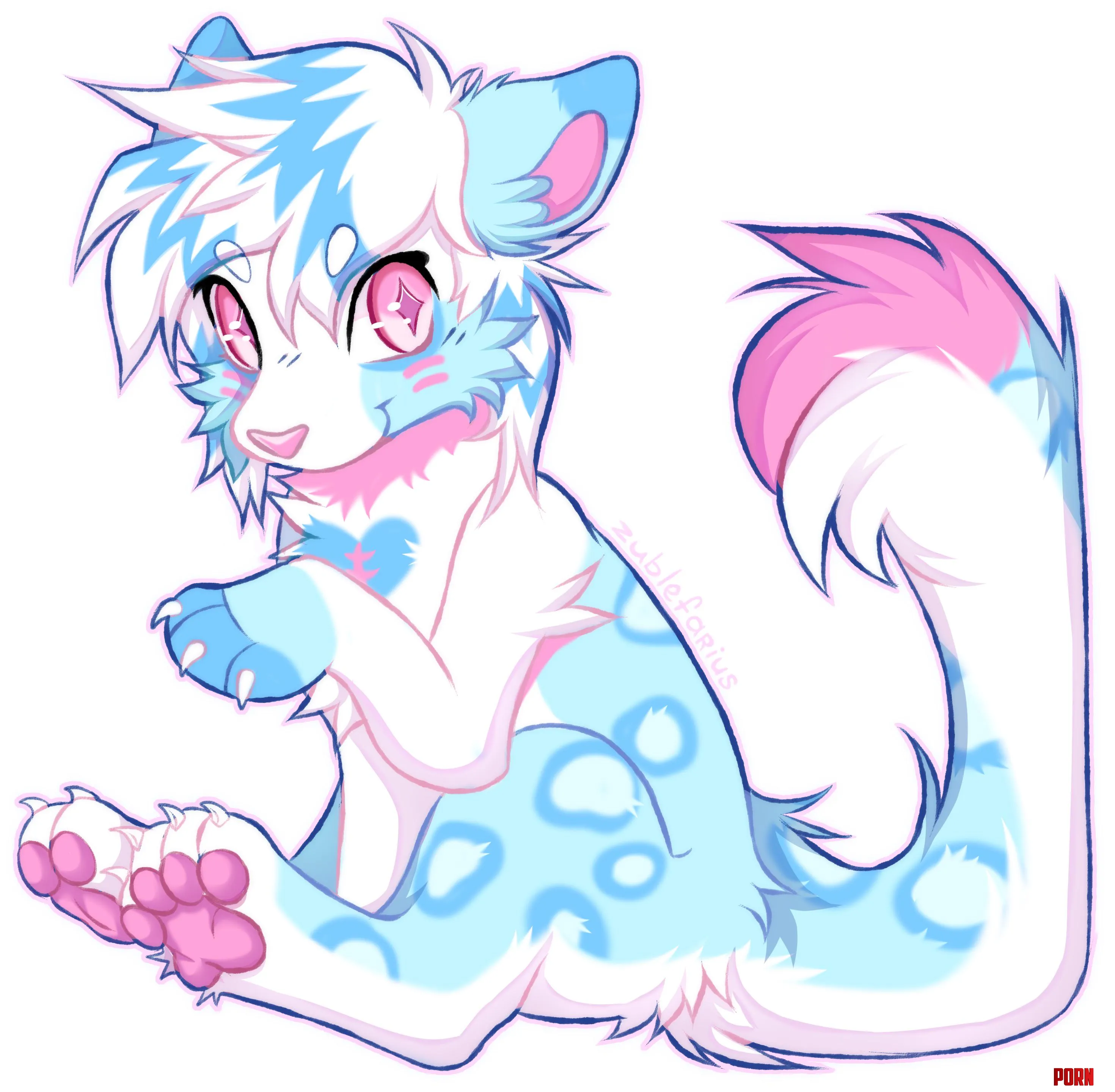 My character Indie She is a snow leopard with a very fluffy tail 3 art by me by Big_Bed4515