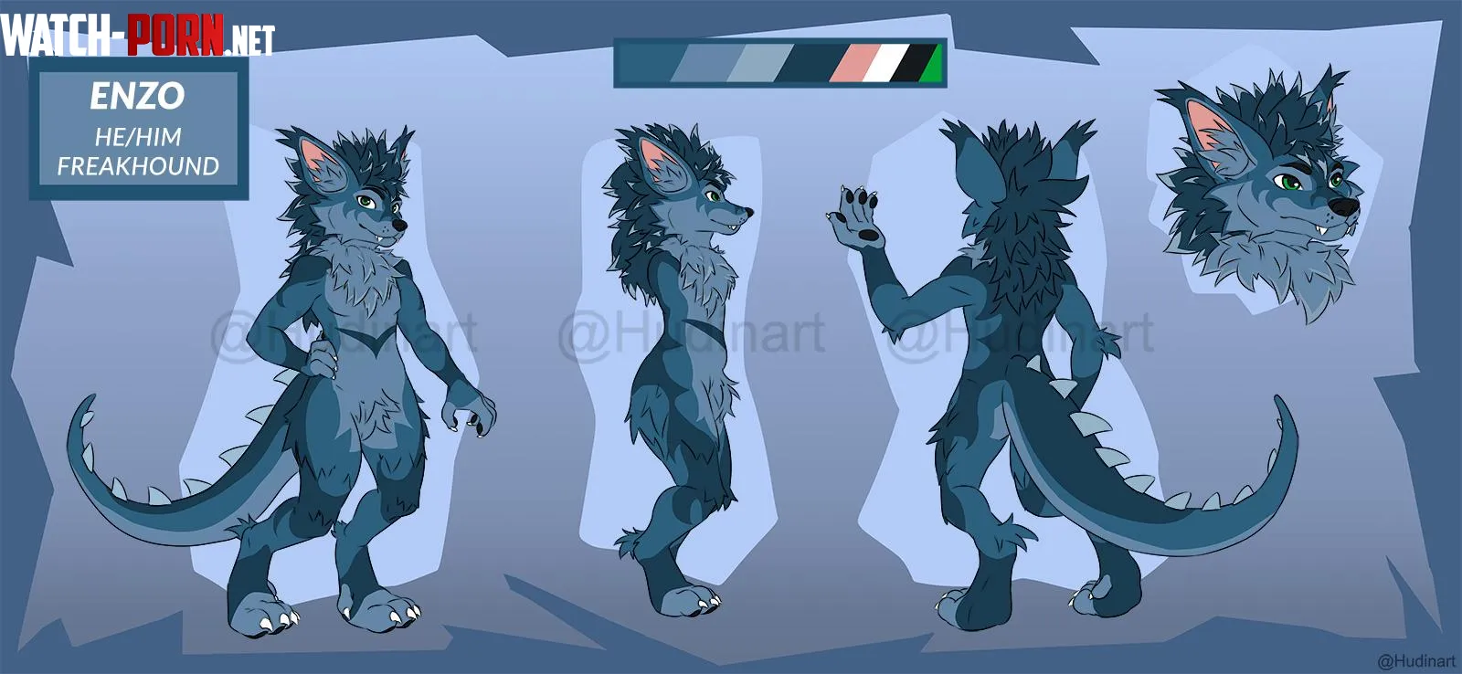 Enzo ref sheet  commission for Sir Mossington on discord hudinart by hudinart