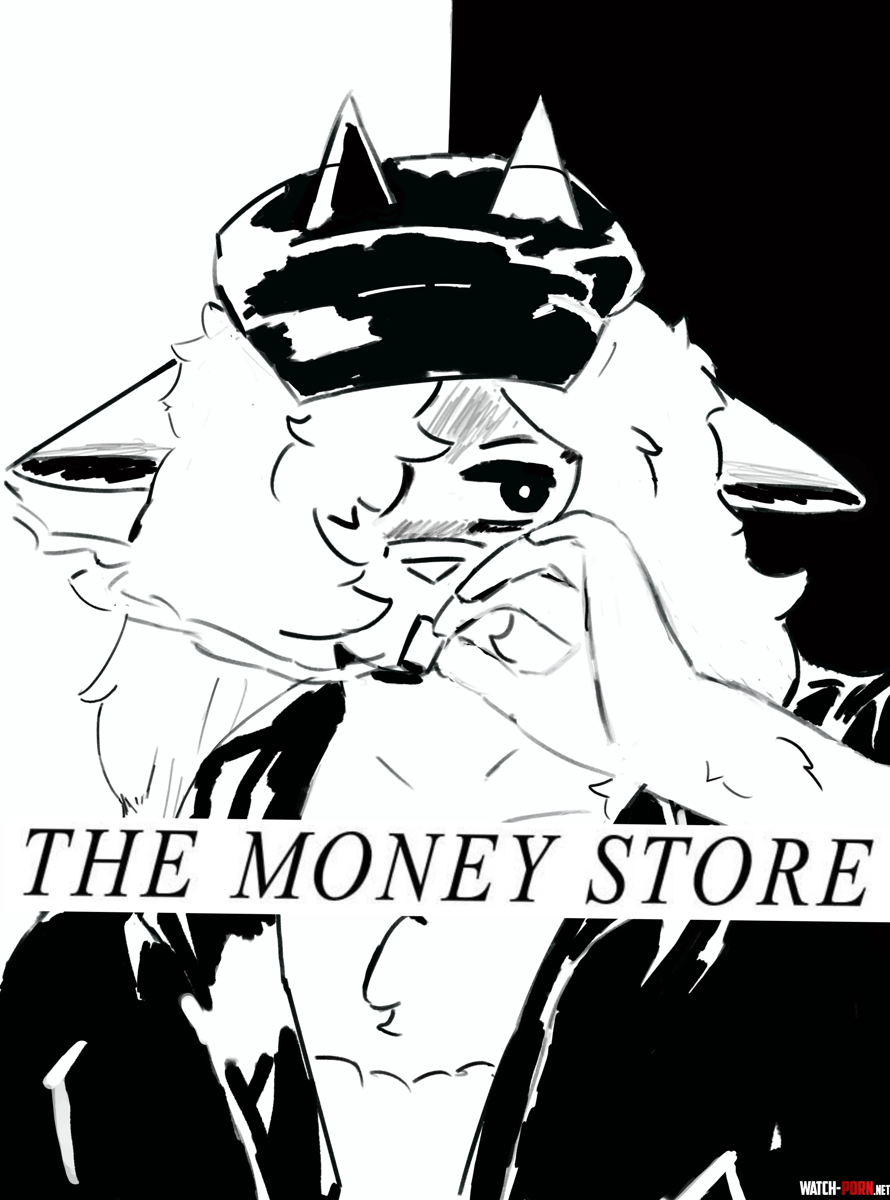 Made a drawing of my sona inspired by the cover of the money store by death grips by Thegreatl0