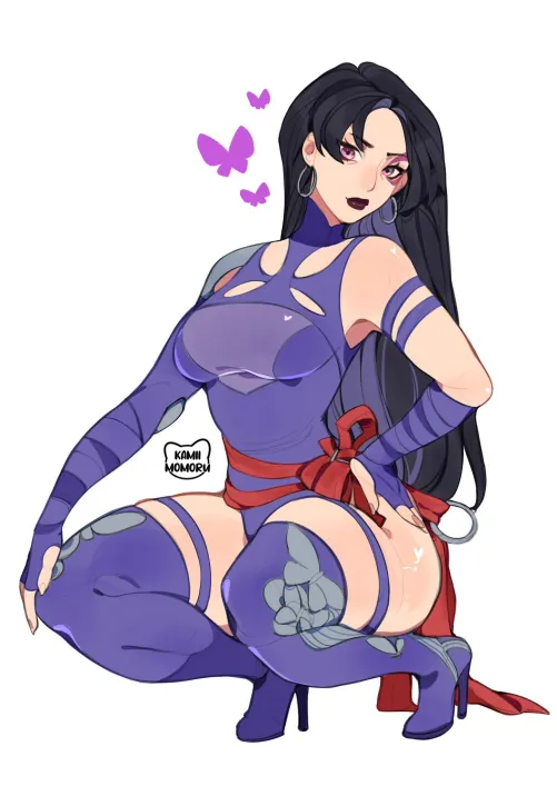 Thumbnail Faoovo Presents Psylocke's Allure in Kamiimomoru's Art in Thighdeology