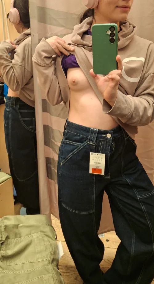 Thumbnail Sneaky Fitting Room Boob by wastedfem | dykesgonewild