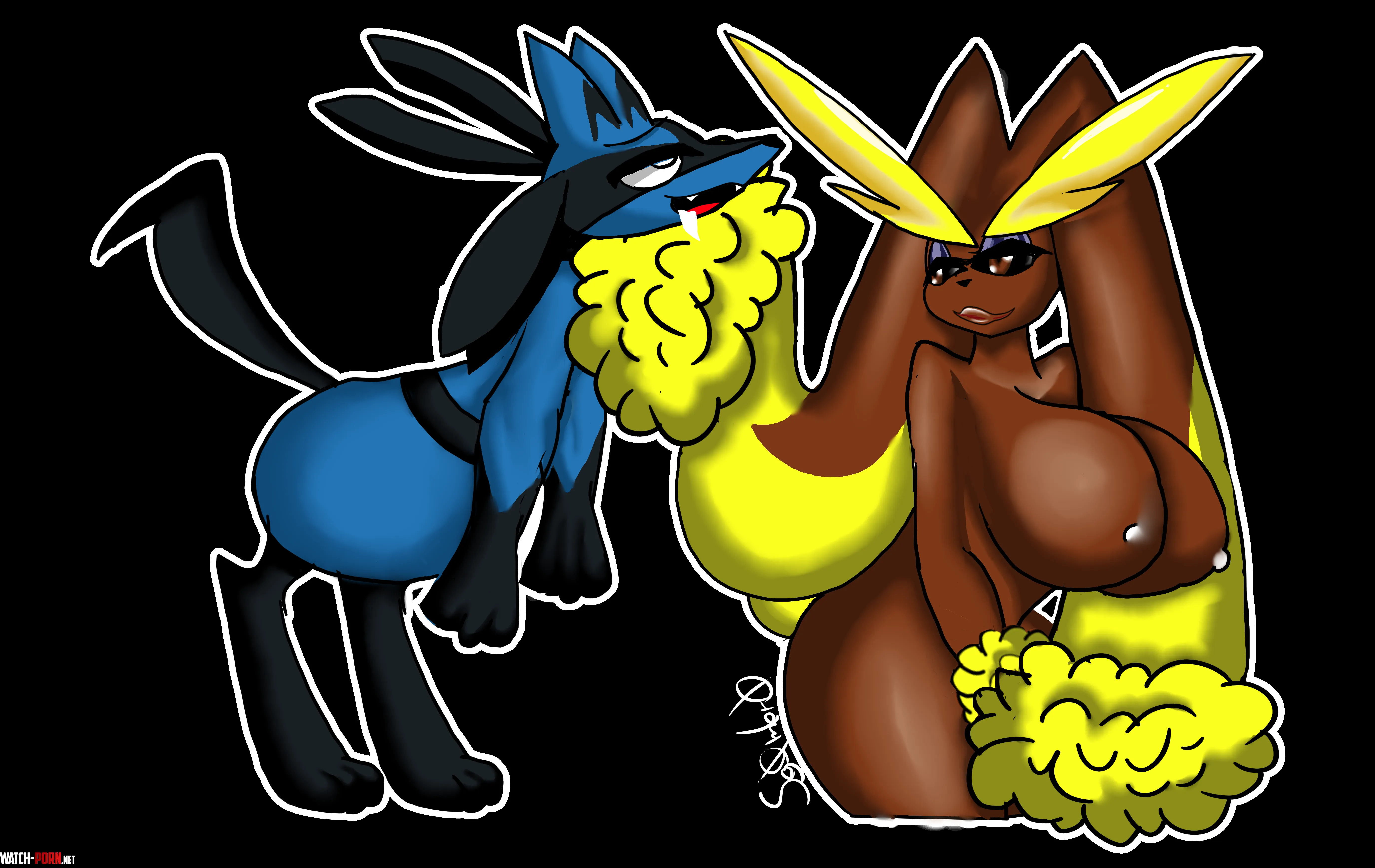 Lucario and Lopunny by me UwU Sg0mbr0 by Sg0mbr0