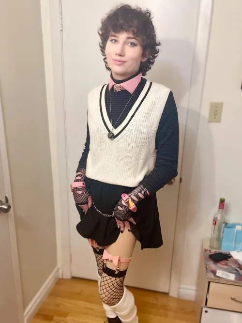 Thumbnail AhImSoScared Gets Playful with Pink Leather Accessories as a Femboy