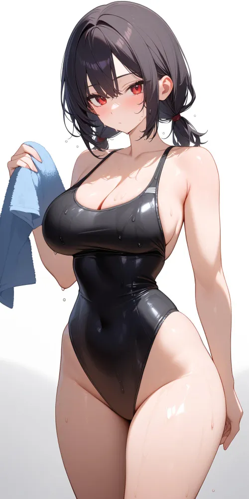 Thumbnail CheetahSperm18 Features Black Competition Swimsuit for animebodysuits