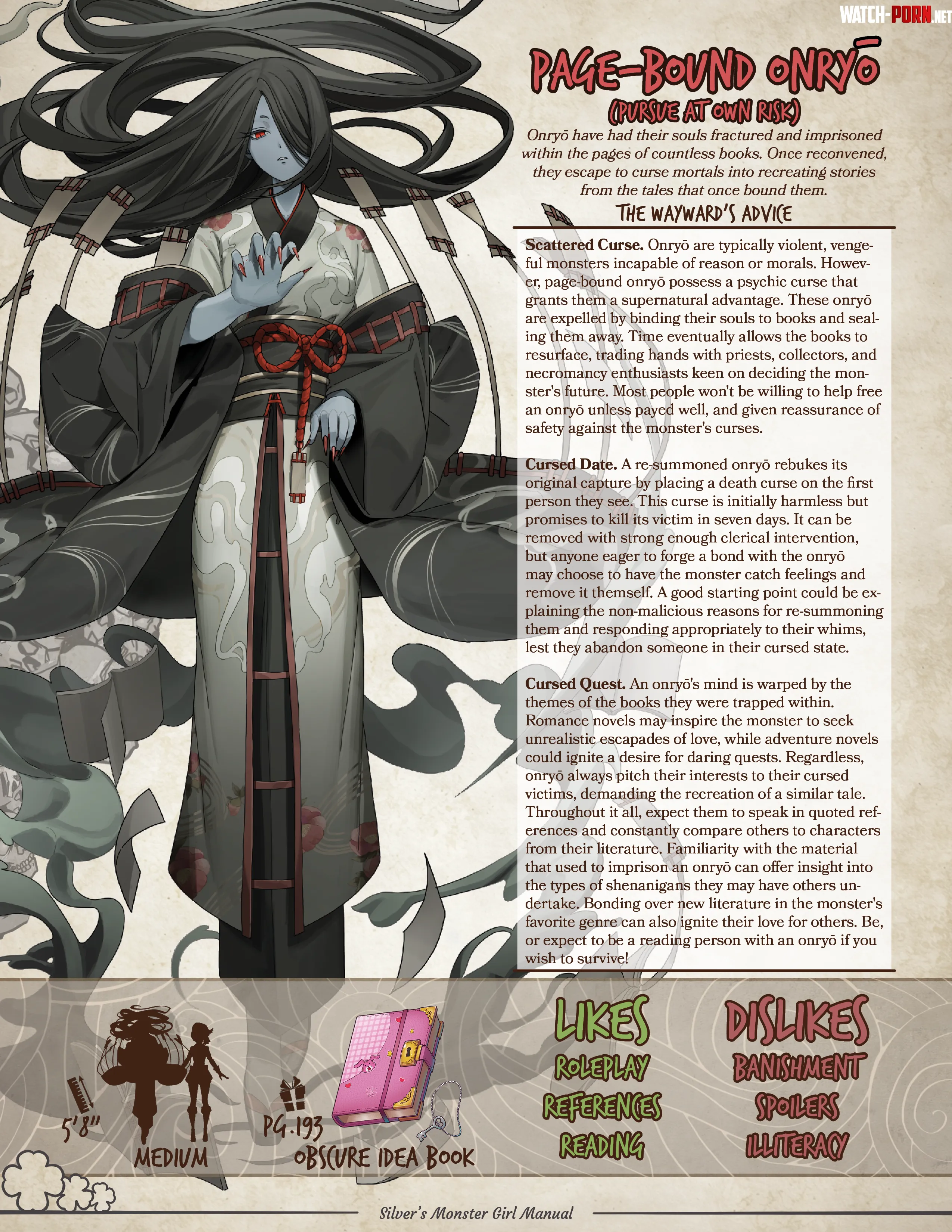 Silvers Monster Girl Manual Onryou by Blaine_Simple