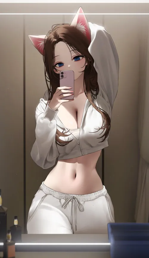 Thumbnail Cropped Hoodie Selfie: A Stylish Take on animemidriff by CheetahSperm18