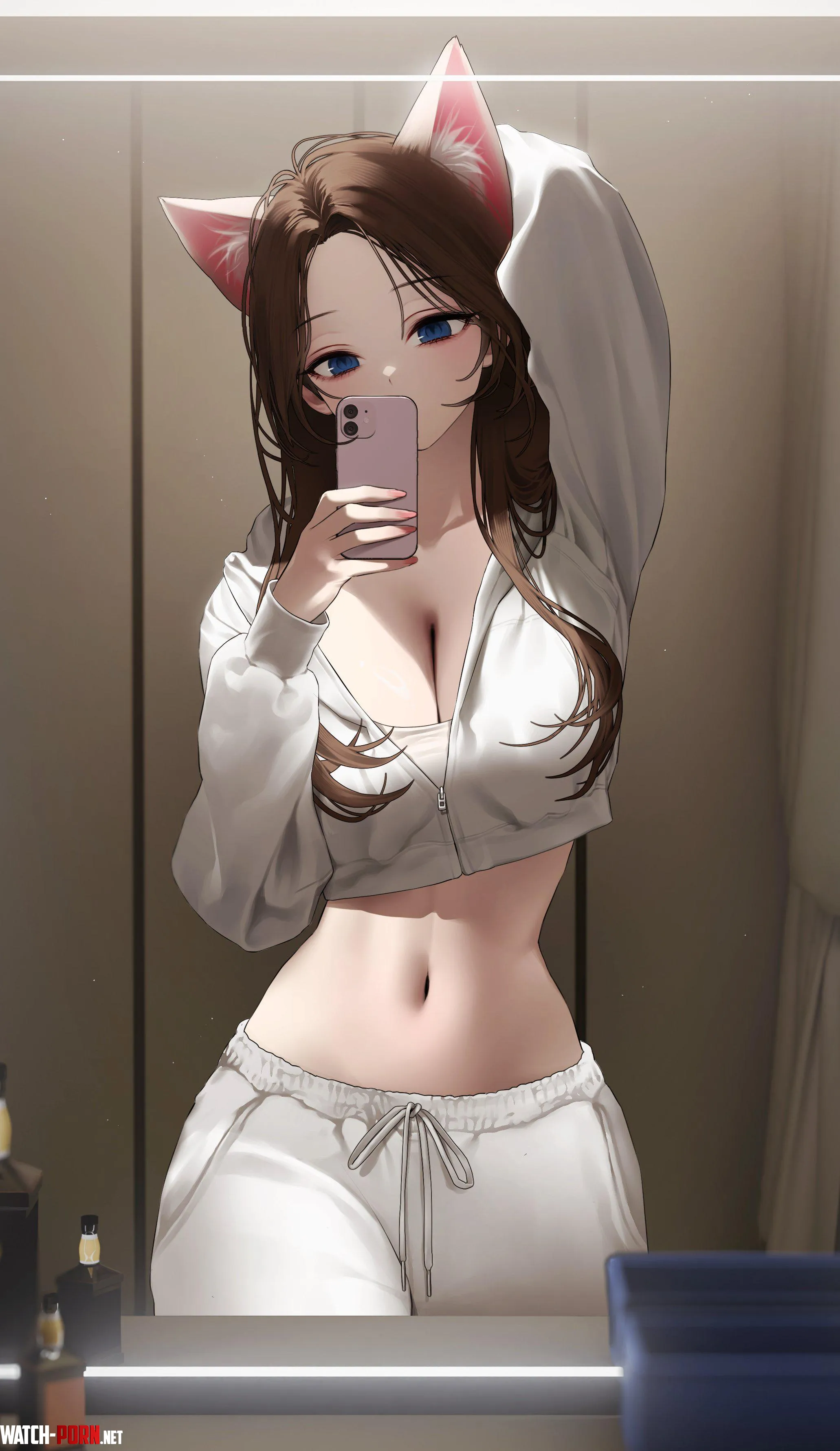 Cropped Hoodie Selfie  by CheetahSperm18