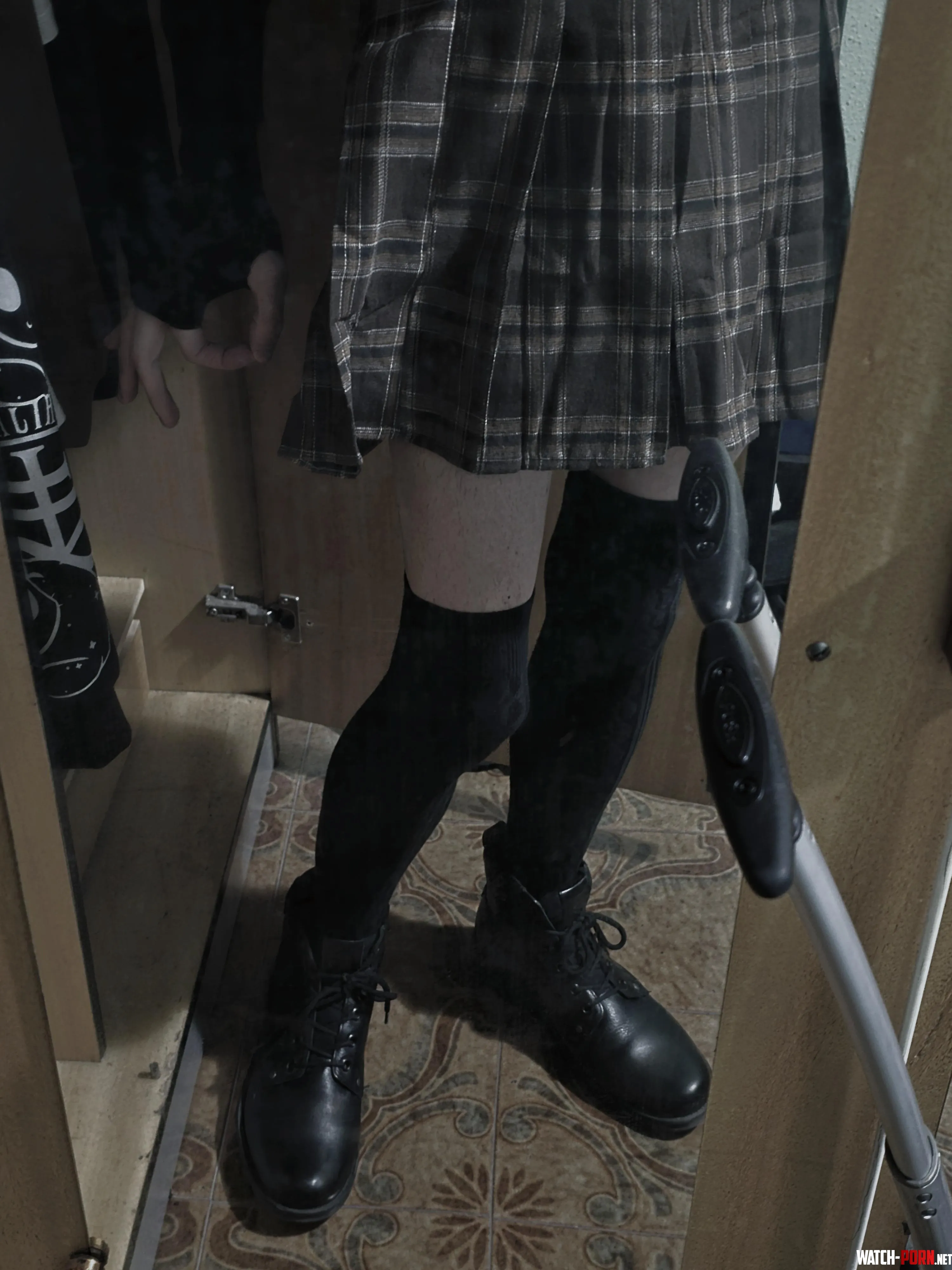 Hello  Ive tried wearing high socks and a more schoollike skirt Which of us here has not yet dared to go out on the street in womens clothing  by Subject-Side-5368