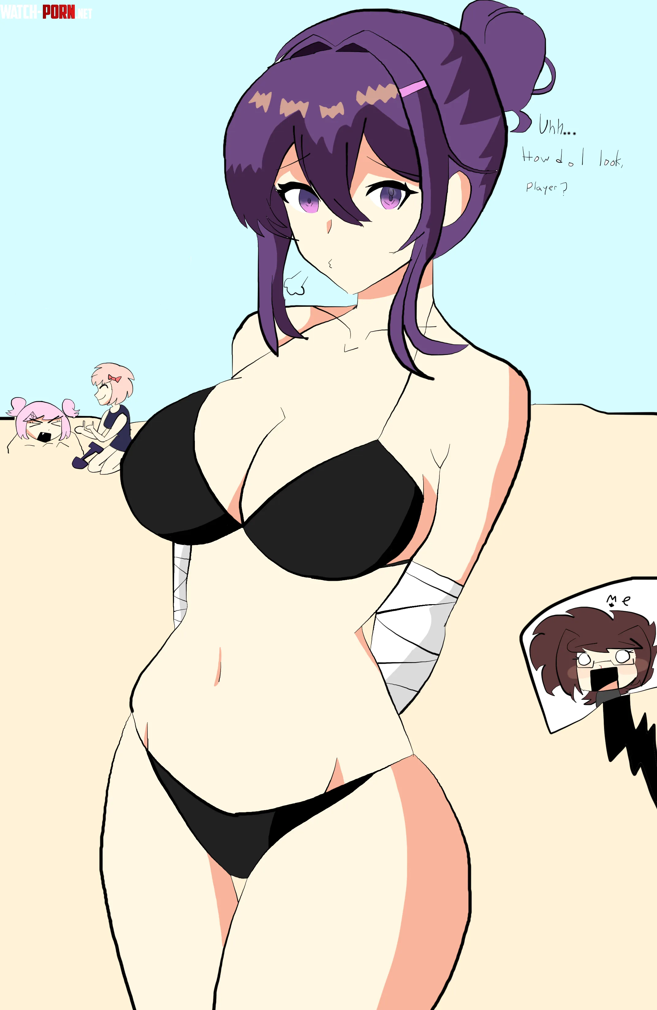 Yuri at the beach by me  by 1mn0tn1ko