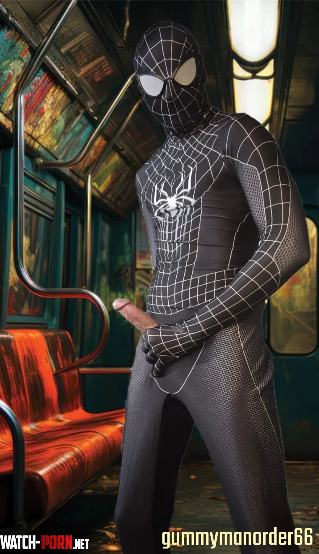 Spiderman takes the subway home by gummymanorder66