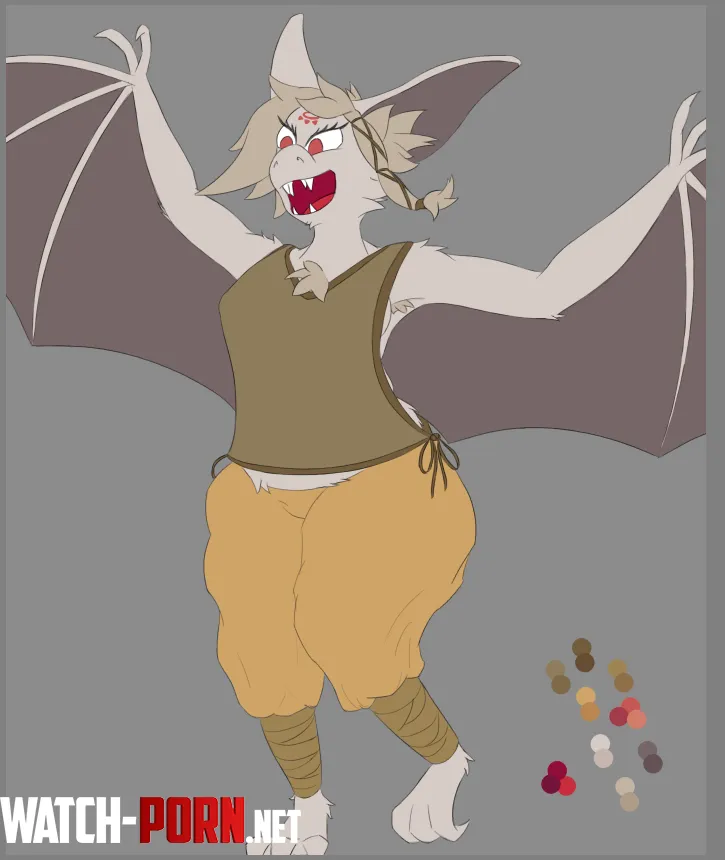 Unfinished doodle of my blind and not the brightest albino bat Iksha by Slogstin