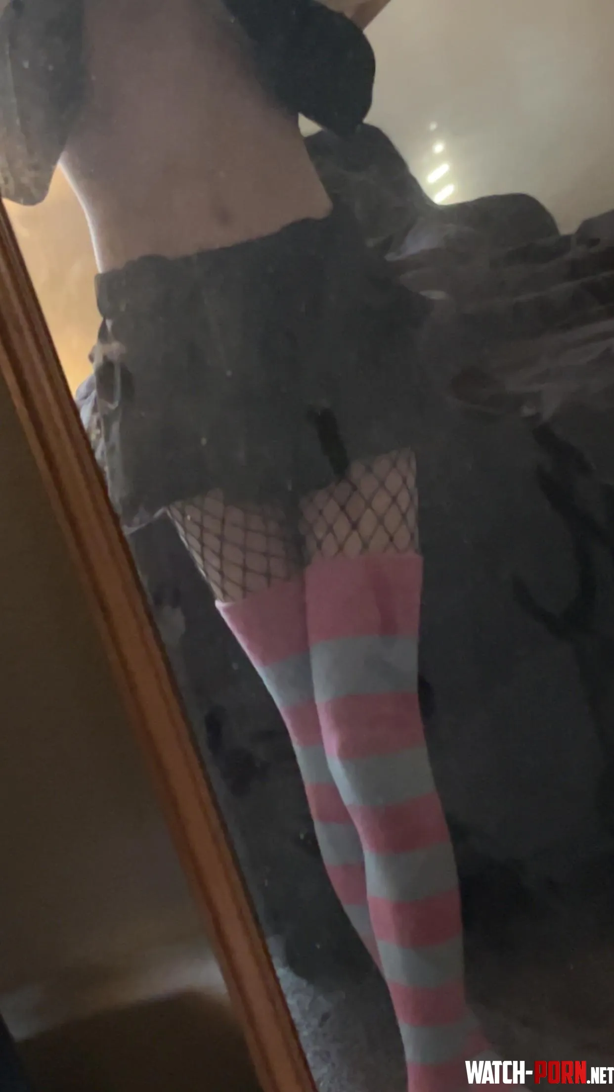 I need to clean my mirror so badly  new fishnets though by FacelessFemboy7