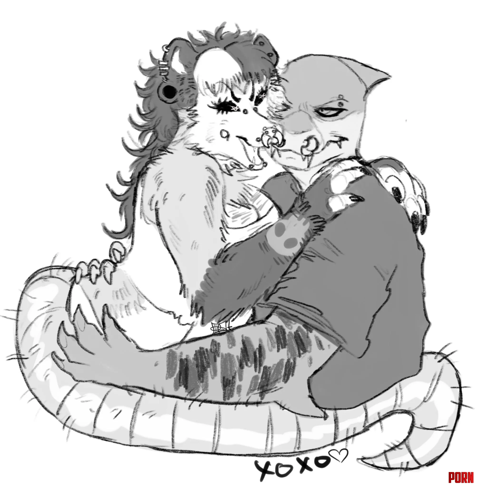 Opossum and shark Me and my husband by brutalizedcachorrita