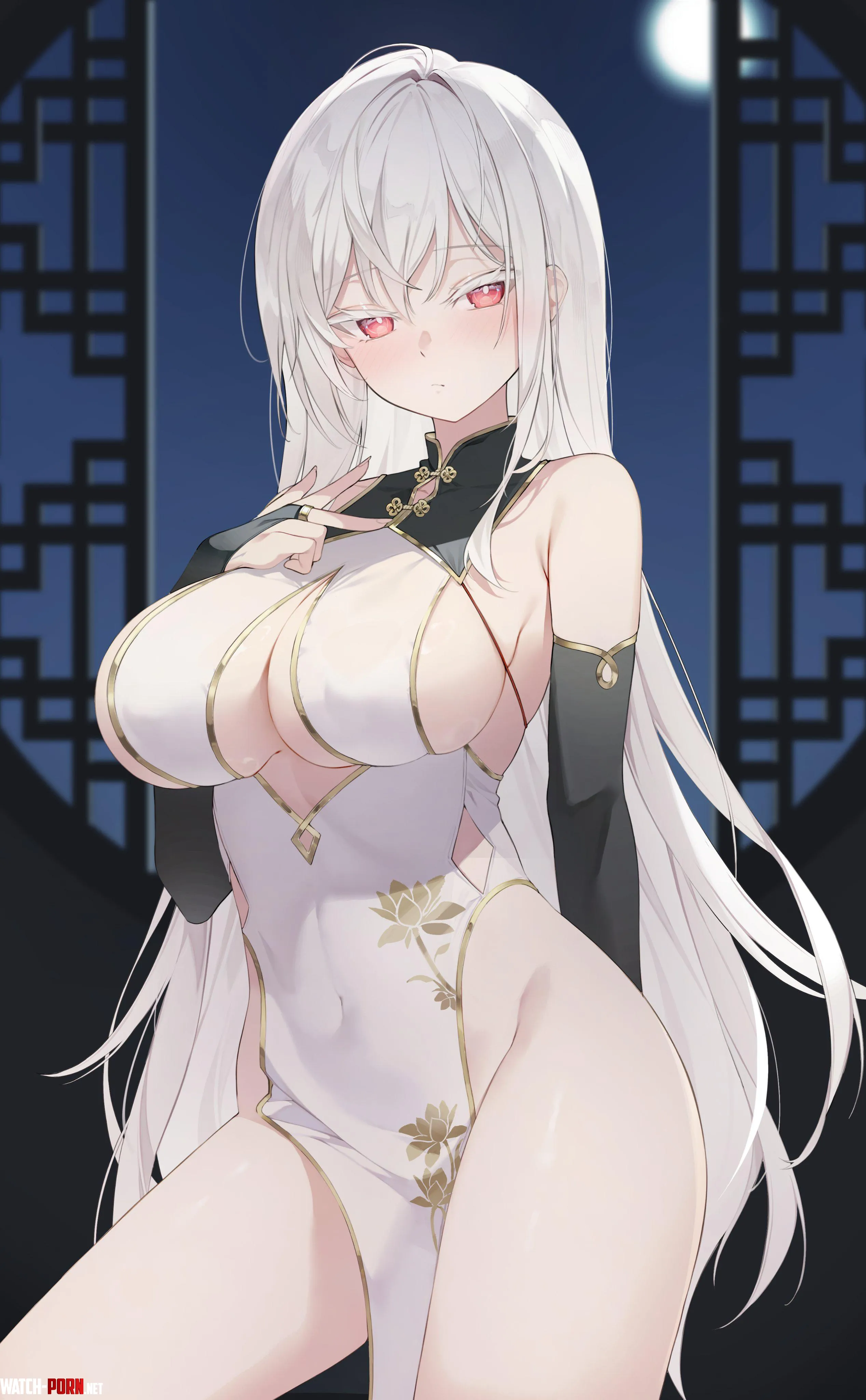 White haired beauty wearing a white qipao Artists OC by marxsander2016