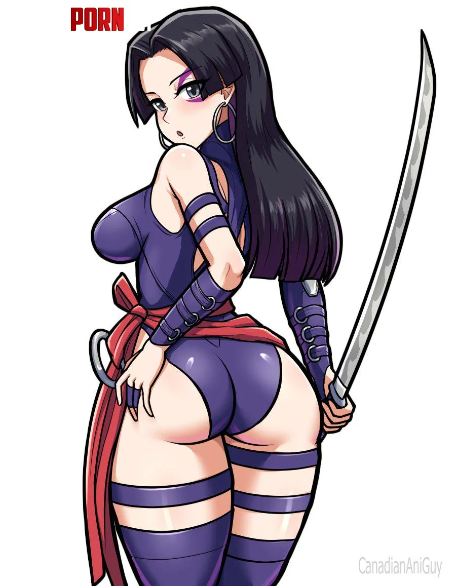 Psylocke wielding her blade by LafterMastr